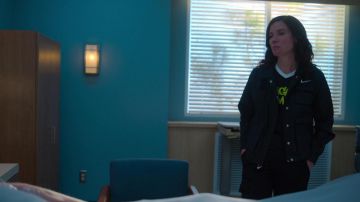 Nike jacket in black worn by Meg Bailey (Tessa Ferrer) as seen in Swagger (S01E09)