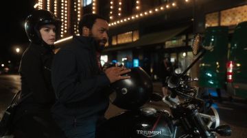 Triumph Motorcycle driven by Paxton (Chiwetel Ejiofor) as seen in Locked Down movie