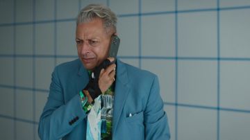 Printed shirt worn by Tunnel Quinn (Jeff Goldblum) as seen in Search Party TV show outfits (S05E03)
