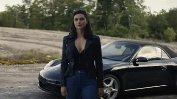 Veste zippée en cuir portée par Lorena Nascimento (Morena Baccarin) comme on le voit dans les tenues de film Last Looks
