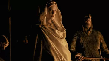 White Hoodie Cape worn by Queen Gudrún (Nicole Kidman) as seen in The Northman movie outfits