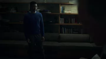 Blue sweater worn by Dan Turner (Mamoudou Athie) as seen in Archive 81 TV series wardrobe (Season 1 Episode 5)