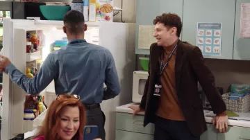 Brown Blazer Jacket worn by Jacob Hill (Chris Perfetti) as seen in Abbott Elementary Outfits (Season 1 Episode 4)