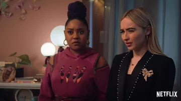 Pink Zipped Sleeve Hoodie worn by Fareeda (Anjelika Washington) as seen in Tall Girl 2 movie