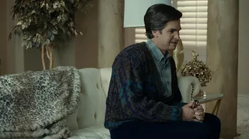 Cardigan worn by Jim Bakker (Andrew Garfield) as seen in The Eyes of Tammy Faye movie wardrobe