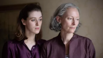 Plum Blouse Shirt Jacket worn by Rosalind (Tilda Swinton) as seen in The Souvenir: Part II movie