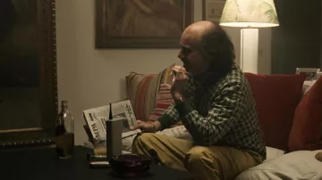 Suéter Polo estampado usado por Paolo Gucci (Jared Leto) como se ve en el armario de house of Gucci