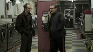 Zip quilted jacket worn by Ray (David Harbour) as seen in A Walk Among the Tombstones movie outfits