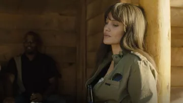 Olive Green Field Bomber Jacket worn by Hannah (Angelina Jolie) as seen in Those Who Wish Me Dead movie outfits