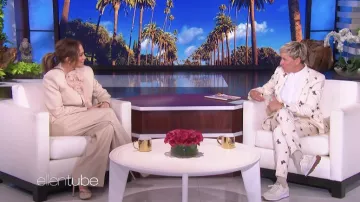 Butterfly printed White suit worn by Ellen DeGeneres as seen in The Ellen DeGeneres Show on February 9, 2022
