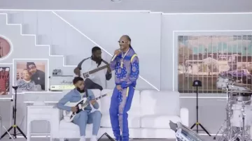 Survêtement bleu porté par Snoop Dogg comme on le voit dans 56 NFL Super Bowl Halftime Show le 13 février 2022