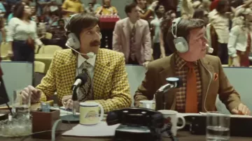 Printed Yellow Blazer Jacket worn by Pat Riley (Adrien Brody) as seen in Winning Time: The Rise of the Lakers Dynasty TV show (Season 1)