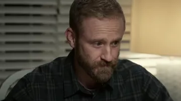 Plaid shirt worn by Ben Foster as seen in The Contractor movie wardrobe