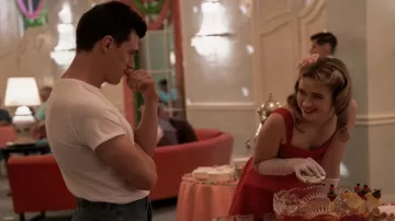 Red dress worn by Nurse Dolly (Alice Englert) as seen in Ratched TV series outfits (Season 1 Episode 5)