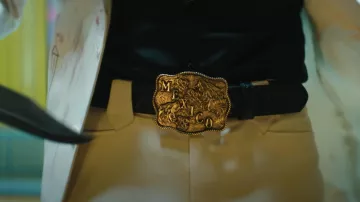 Cinturón de hebilla de oro de México usado por Benito Antonio Martínez Ocasio (Bad Bunny) como se ve en la película Bullet Train