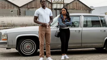Adidas White Sneakers worn by Dallas (Taylor Polidore) as seen in Snowfall outfits (S05E03)