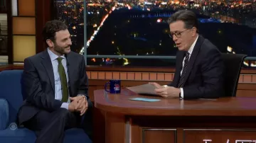 Green Tie worn by Arian Moayed as seen in The Late Show with Stephen Colbert