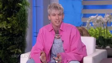 Pink Oversize Shirt worn by Machine Gun Kelly as seen in The Ellen DeGeneres Show on March 8, 2022