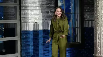 Green Jumpsuit worn by Sutton Foster in The Late Show with Stephen Colbert on March 8, 2022