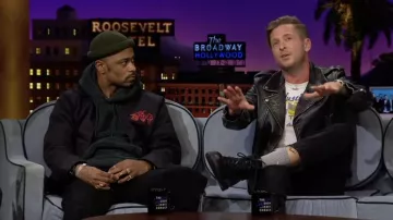 Veste en cuir Perfecto portée par Ryan Tedder dans The Late Late Show avec James Corden