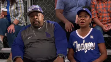 Nike LA Dodgers T-Shirt worn by Calvin (Cedric the Entertainer) as seen in The Neighborhood TV series outfits (Season 4 Episode 14)