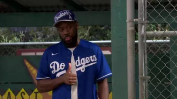 Nike LA Dodgers Blue Baseball Jersey worn by Malcolm (Sheaun McKinney) as seen in The Neighborhood (S04E14)