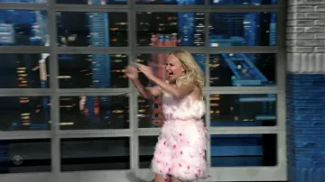 Fur Plum Dress worn by Kristin Chenoweth as seen in The Late Show with Stephen Colbert on March 8, 2022