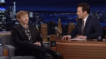 Black printed Shirt worn by Rupert Grint as seen in The Tonight Show Starring Jimmy Fallon on March 9, 2022
