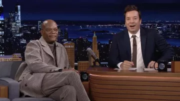 Brown suit worn by Samuel L. Jackson as seen in The Tonight Show Starring Jimmy Fallon on March 9, 2022