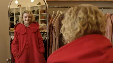 Red Hoodie Coat worn by Maddy (Julia Garner) as seen in Modern Love TV series outfits (Season 1 Episode 6)