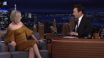 Brown dress worn by Naomi Watts as seen in The Tonight Show Starring Jimmy Fallon