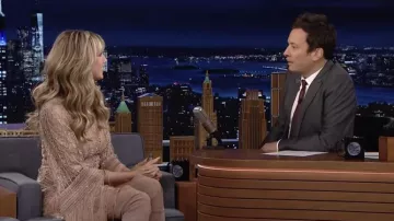 Knit Fringed Tunic Dress worn by Heidi Klum as seen in The Tonight Show Starring Jimmy Fallon