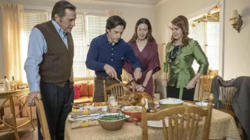 Burgundy Dress worn by Rebecca Pearson (Mandy Moore) as seen in This Is Us TV series wardrobe (S06E07)