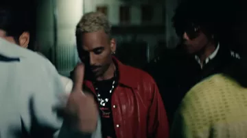 Laylow's red leather jacket in his POIZON clip