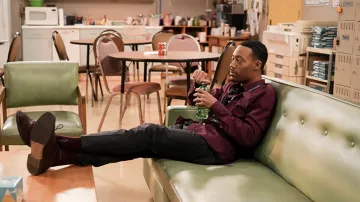 Burgundy Maroon Shirt worn by Gregory Eddie (Tyler James Williams) as seen in Abbott Elementary TV show wardrobe (S01E10)