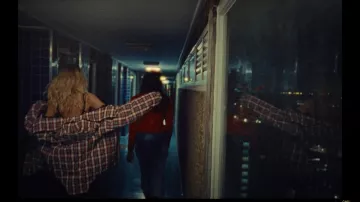 Checkered red oversized jacket worn by Angèle in her Fever Official Music Video with Dua Lipa 