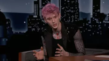 Black Mesh Blazer Jacket worn by Machine Gun Kelly as seen in Jimmy Kimmel Live!
