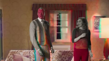 Striped Grey Cardigan worn by Vision (Paul Bettany) as seen in WandaVision TV series outfits (Season 1 Episode 3)