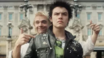 Leather Jacket worn by Sid Vicious (Louis Par­tridge) as seen in Pistol TV series wardrobe (Season 1)