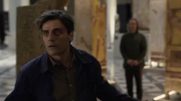 Reiss Blue Jacket worn by Marc Spector (Oscar Isaac) as seen in Moon Knight TV series (Season 1 Episode 1)