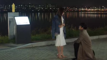 Denim jacket worn by Shin Ha Ri (Kim Sejeong) as seen in Business Proposal TV show outfits (Season 1 Episode 4)