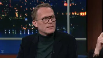 Brown eyeglasses worn by Paul Bettany as seen in The Late Show with Stephen Colbert