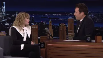 Black and White Dress worn by Natasha Lyonne as seen in The Tonight Show Starring Jimmy Fallon