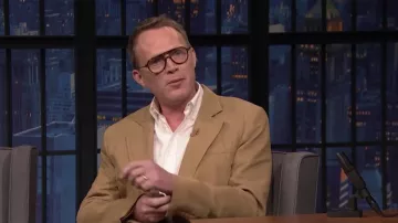 Brown Eyeglasses worn by Paul Bettany as seen in Late Night with Seth Meyers