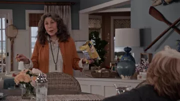 Orange Jacket worn by Frankie Bergstein (Lily Tomlin) as seen in Grace and Frankie Wardrobe (Season 7 Episode 4)