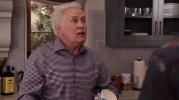Camisa a cuadros usada por Robert Hanson (Martin Sheen) como se ve en los atuendos de las series de televisión Grace and Frankie (Temporada 7 Episodio 9)