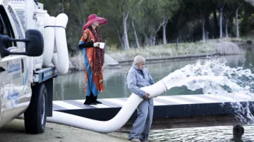 Pink Oversize Hat worn by Deborah Vance (Jean Smart) as seen in Hacks TV series outfits (Season 1 Episode 3)