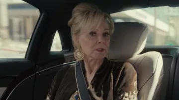 Versace oversize Earrings worn by Deborah Vance (Jean Smart) as seen in Hacks (S02E01)