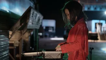 Red Fringe Studded Jacket in red worn by Selena Quintanilla (Christian Serratos) as seen in Selena: The Series Wardrobe (Season 1 Episode 9)