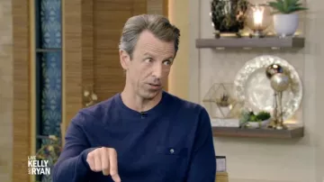 Blue Pocket Sweater worn by Seth Meyers as seen in LIVE with Kelly and Ryan